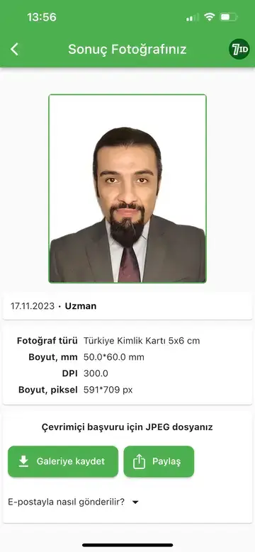 7ID App: Tyrkisk pas Foto eksempel