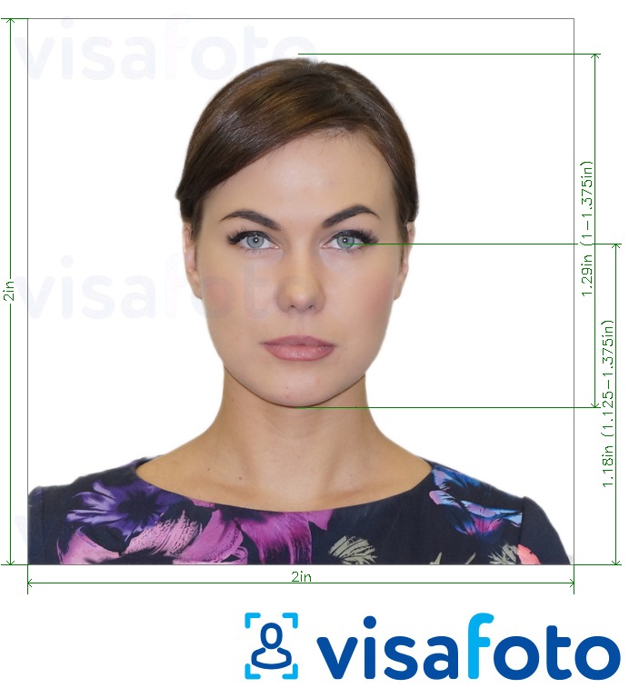 Mfano wa picha kwa Brazil Visa 2x2 inchi (kutoka Marekani) 51x51 mm kuwa na uhalisi sawa maalum