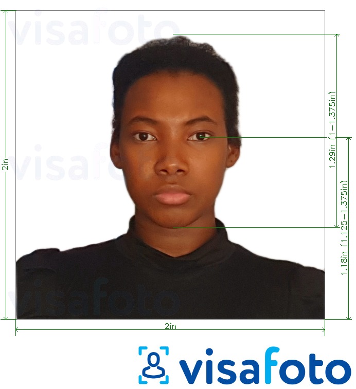 Mfano wa picha kwa Kongo (Brazzaville) visa 2x2 inchi (kutoka Marekani, Canada, Mexico) kuwa na uhalisi sawa maalum